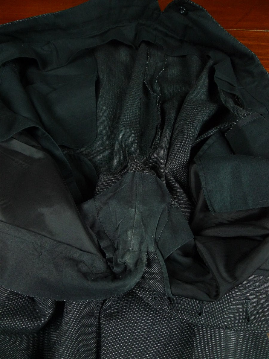26/0811 kent haste lachter 2016 savile row bespoke charcoal grey nailhead weave 4-piece worsted suit (portly cut) 47 regular to long