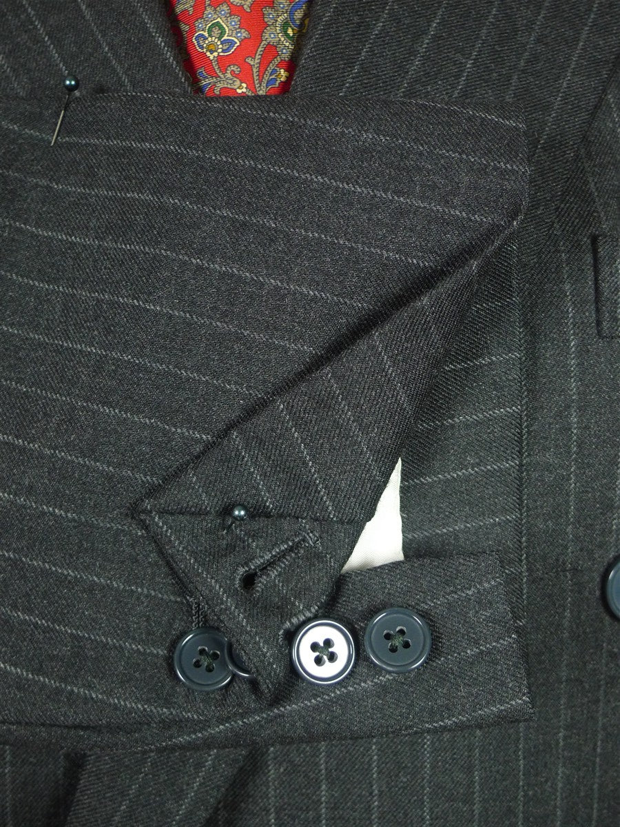 26/0828 couch & hoskin 2015 city of london bespoke pale grey rope-stripe d/b worsted flannel suit 44-45 short