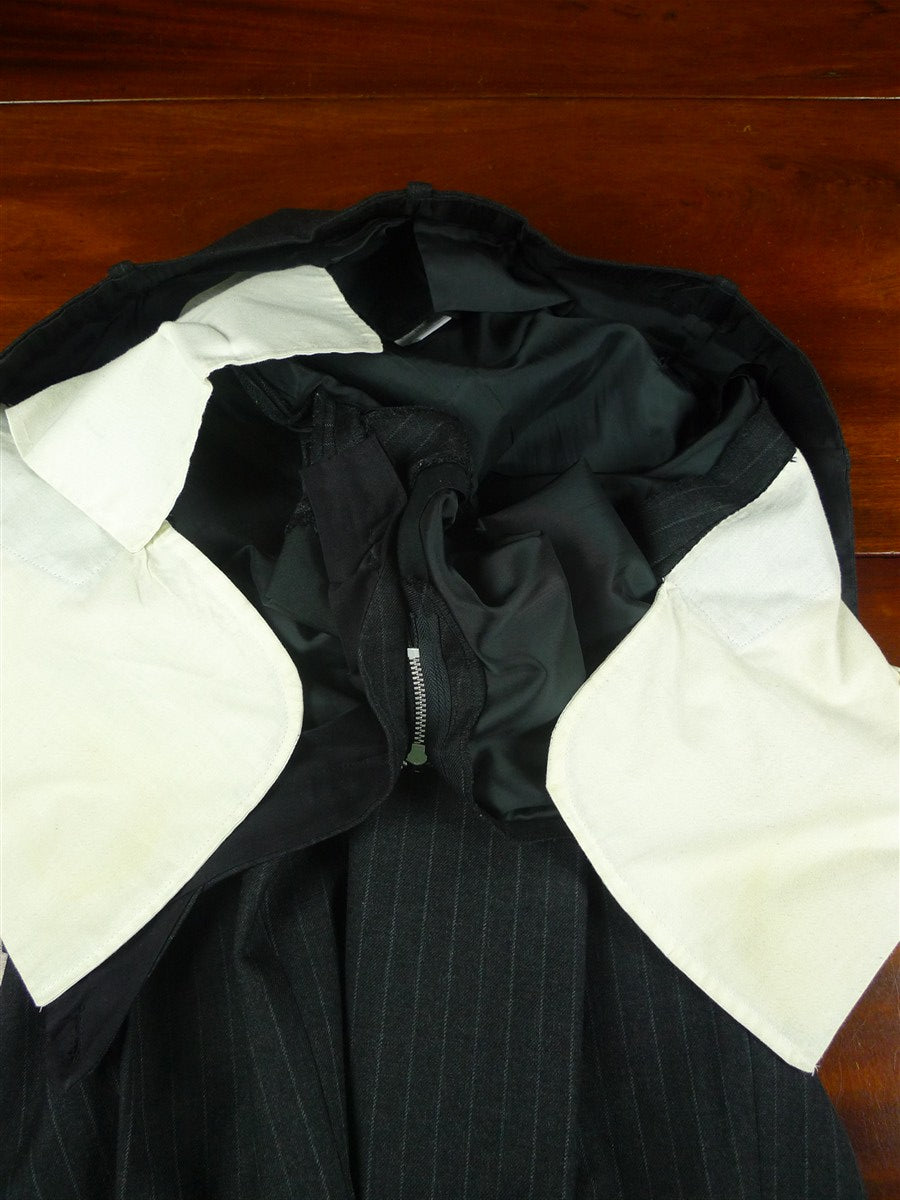 26/0828 couch & hoskin 2015 city of london bespoke pale grey rope-stripe d/b worsted flannel suit 44-45 short