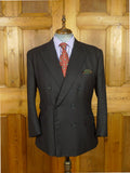 26/0829 near immaculate couch & hoskin 2015 city of london bespoke charcoal grey grey / red pin-stripe d/b worsted suit 44-45 short