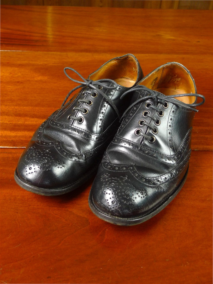 26/0853 vintage tricker's northampton british black brogue leather country shoe uk 10