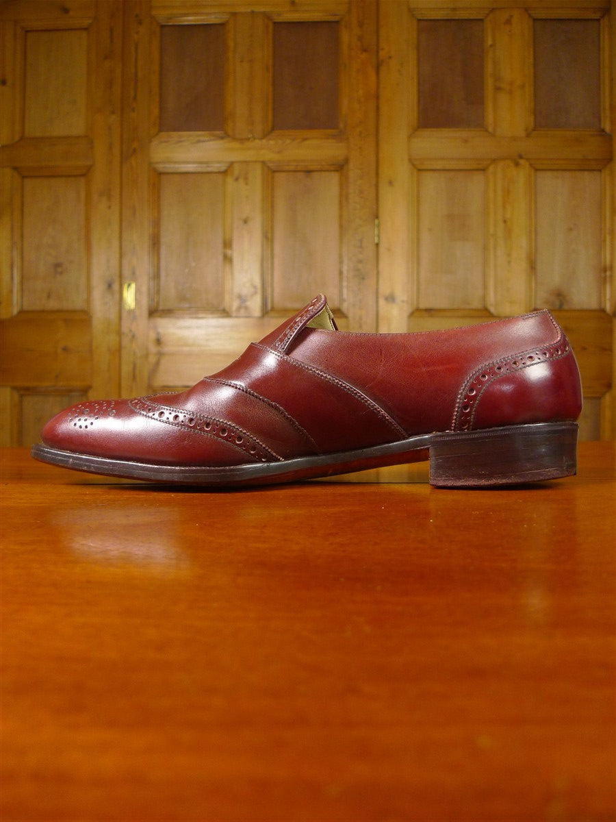 26/0705 beautiful vintage george cleverly brown leather brogue slip-on shoe w/ bags uk 9