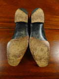 26/0711 beautiful vintage george cleverly black leather brogue slip-on shoe w/ bags uk 9