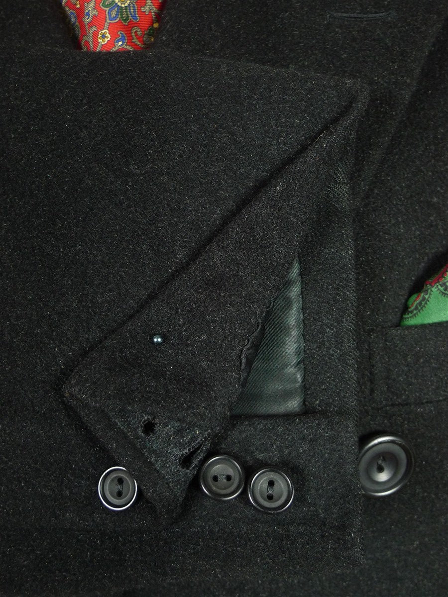 26/0845 stunning 1985 vintage henry poole charcoal grey d/b cashmere 'king coat' overcoat overcoat w/ silk-velvet collar 46