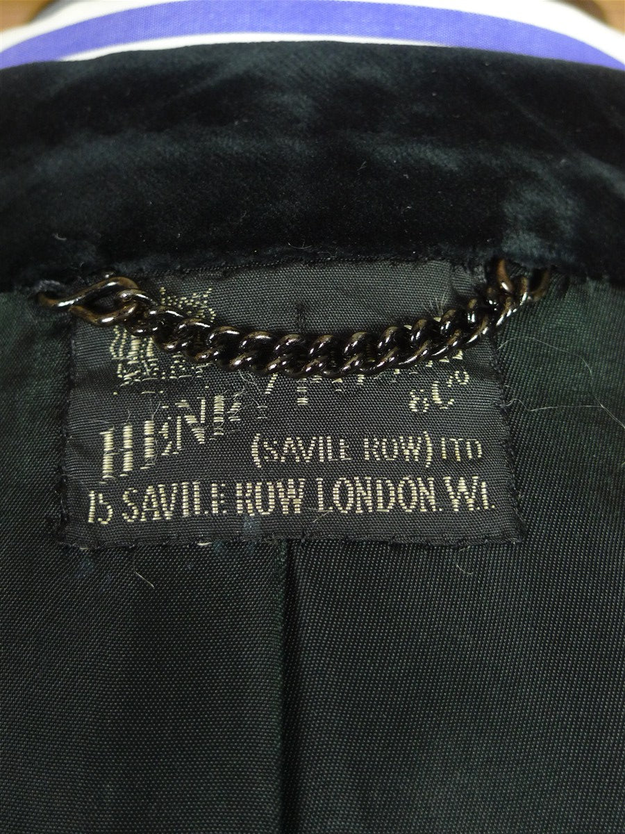 26/0845 stunning 1985 vintage henry poole charcoal grey d/b cashmere 'king coat' overcoat overcoat w/ silk-velvet collar 46