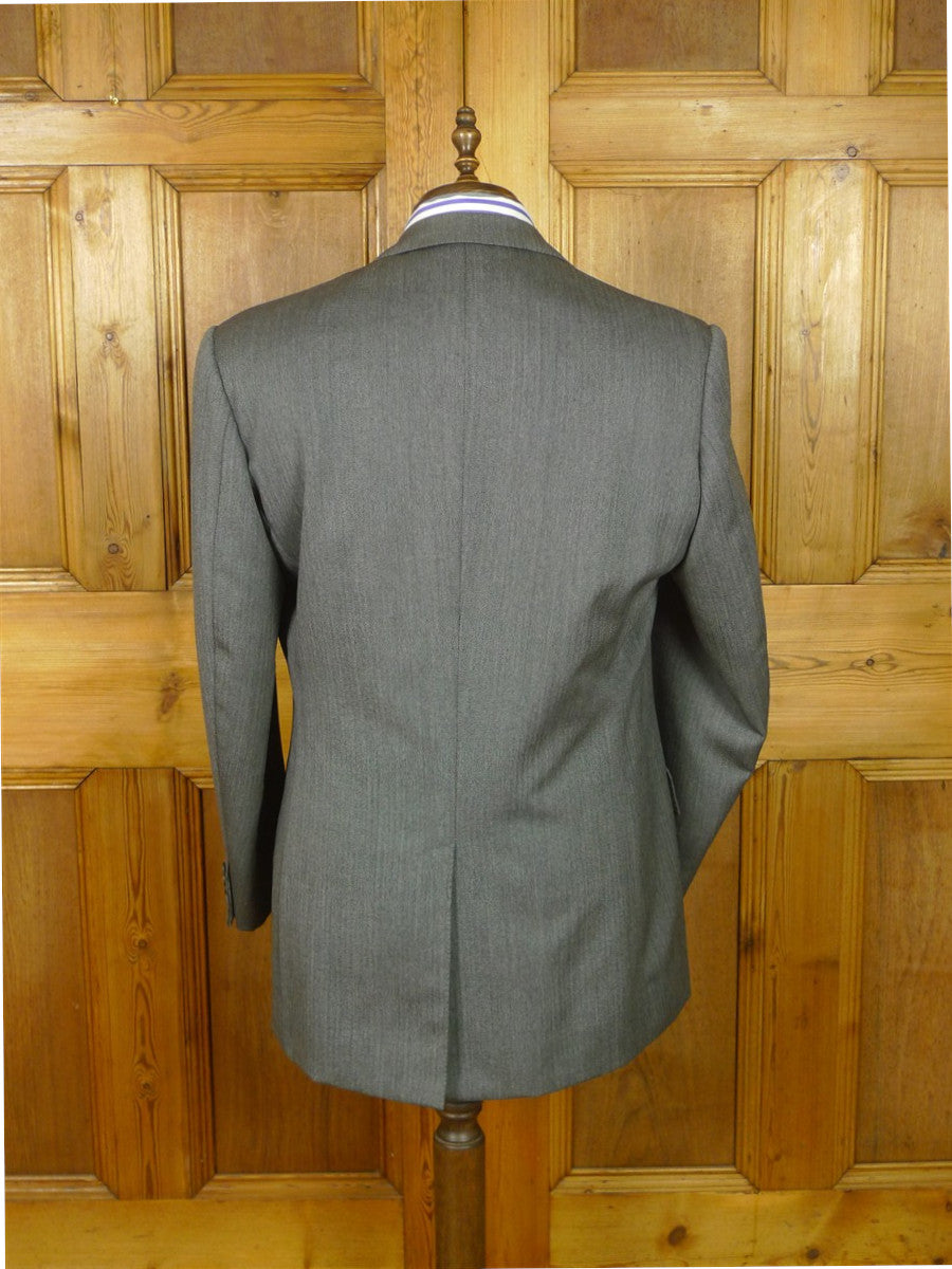 26/0848 vintage 1994 henry poole savile row bespoke grey herringbone worsted suit 44 regular