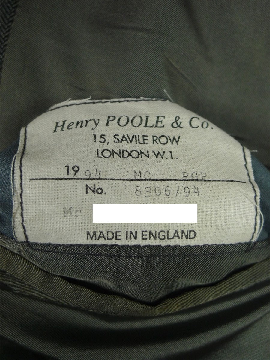 26/0848 vintage 1994 henry poole savile row bespoke grey herringbone worsted suit 44 regular