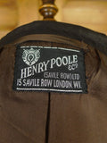 26/0849 immaculate vintage 1999 henry poole savile row bespoke dark brown herringbone worsted suit 42 regular