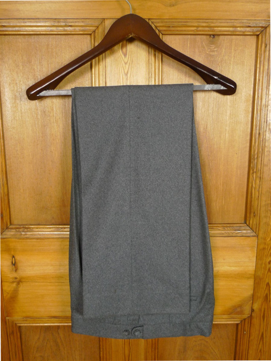 26/0839 immaculate vintage aquascutum grey worsted flannel flat front trouser w/ daks tabs 35