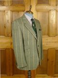 26/0832 immaculate vintage john g hardy khaki green wp check wool tweed sports jacket 40 regular