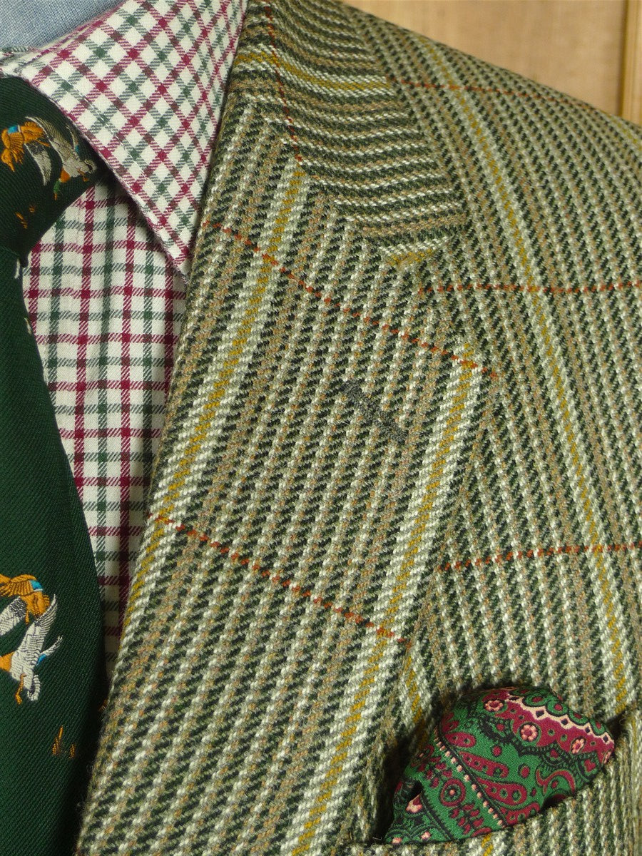26/0832 immaculate vintage john g hardy khaki green wp check wool tweed sports jacket 40 regular