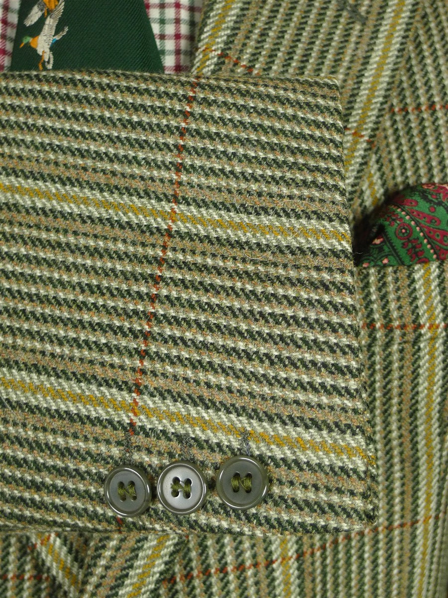 26/0832 immaculate vintage john g hardy khaki green wp check wool tweed sports jacket 40 regular