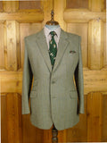 26/0846 immaculate vintage british bespoke tailored green wp check green herringbone tweed suit 42 regular to long