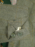 26/0846 immaculate vintage british bespoke tailored green wp check green herringbone tweed suit 42 regular to long