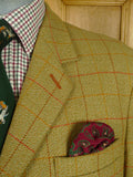 26/0833 hand tailored john g hardy alsport wp check tweed sports jacket w/ red linings 43 long