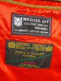 26/0833 hand tailored john g hardy alsport wp check tweed sports jacket w/ red linings 43 long