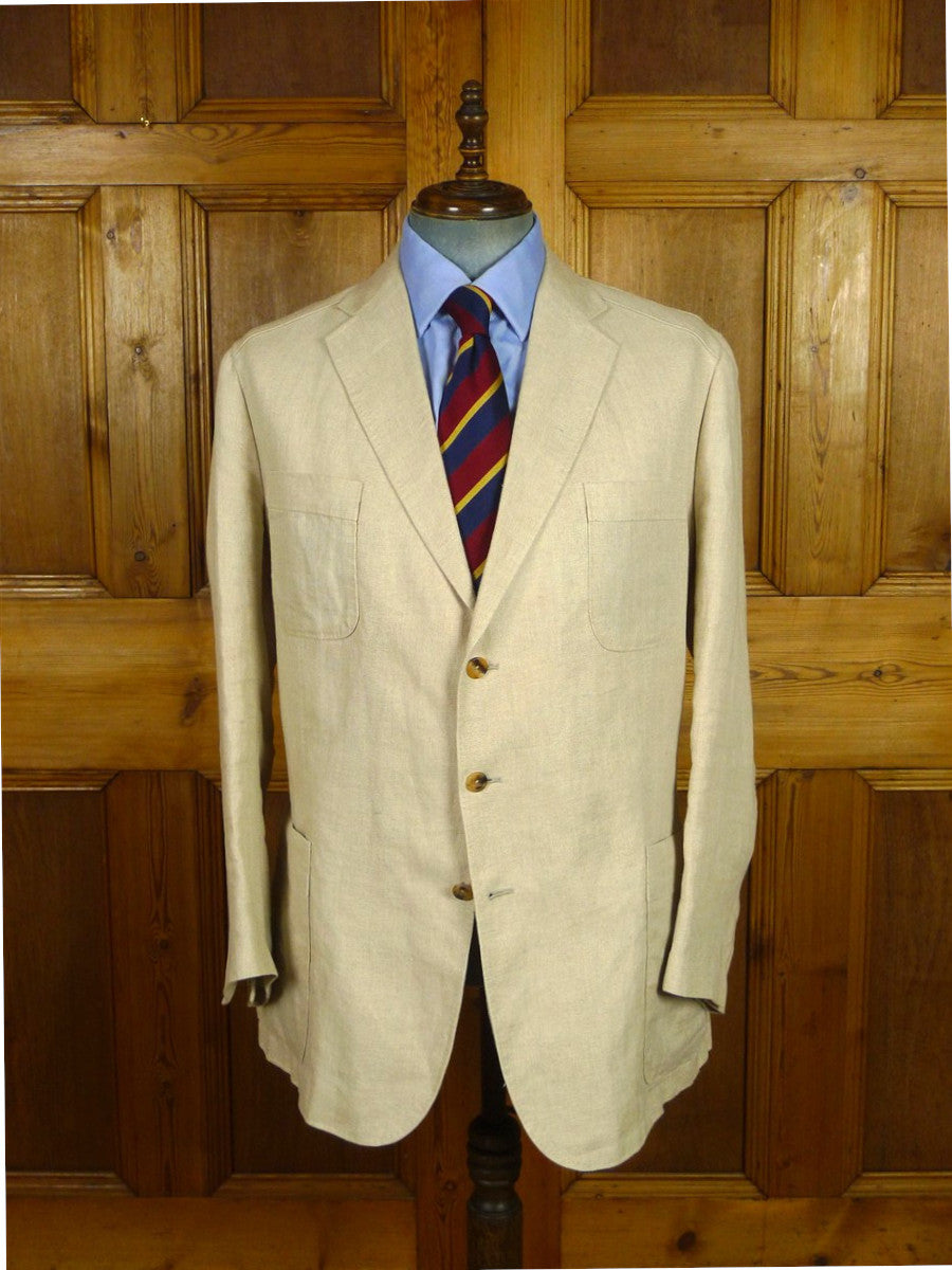 26/0847 immaculate 2015 kent haste lachter savile row bespoke unstructured linen chore jacket blazer 48 regular to long