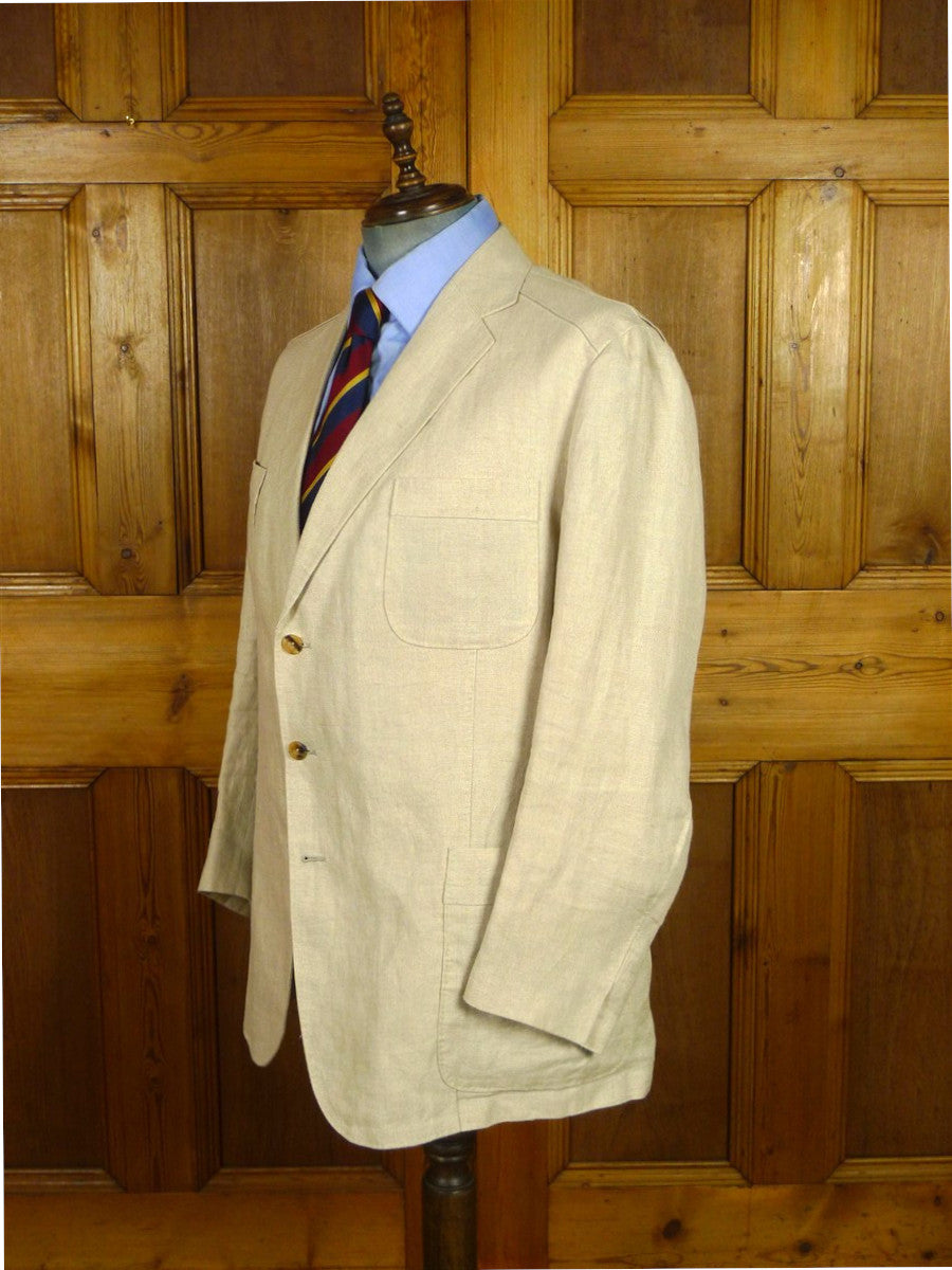 26/0847 immaculate 2015 kent haste lachter savile row bespoke unstructured linen chore jacket blazer 48 regular to long