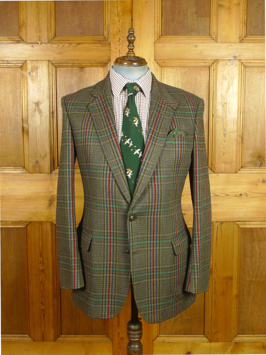 26/0831 vintage daks signature khaki glen check wool sports jacket 42 long