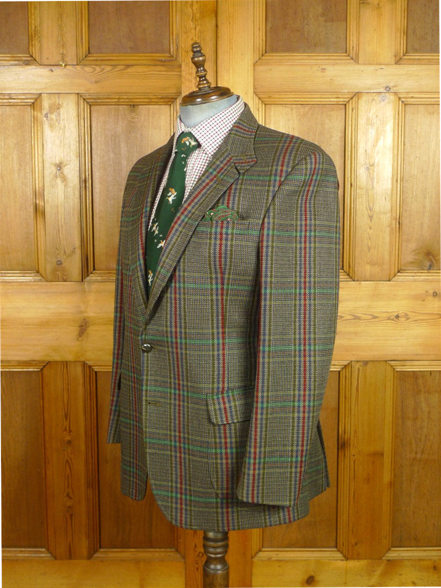 26/0831 vintage daks signature khaki glen check wool sports jacket 42 long
