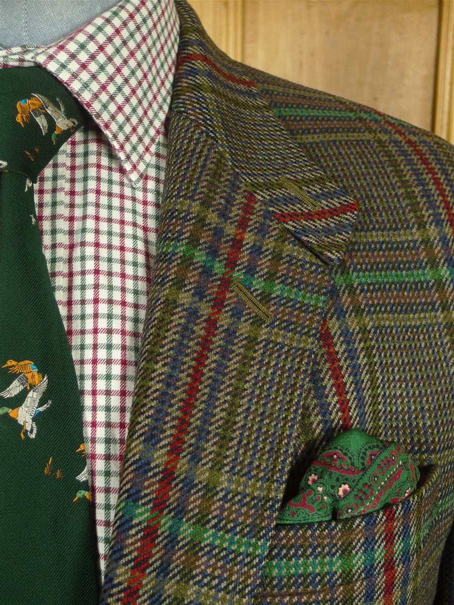 26/0831 vintage daks signature khaki glen check wool sports jacket 42 long