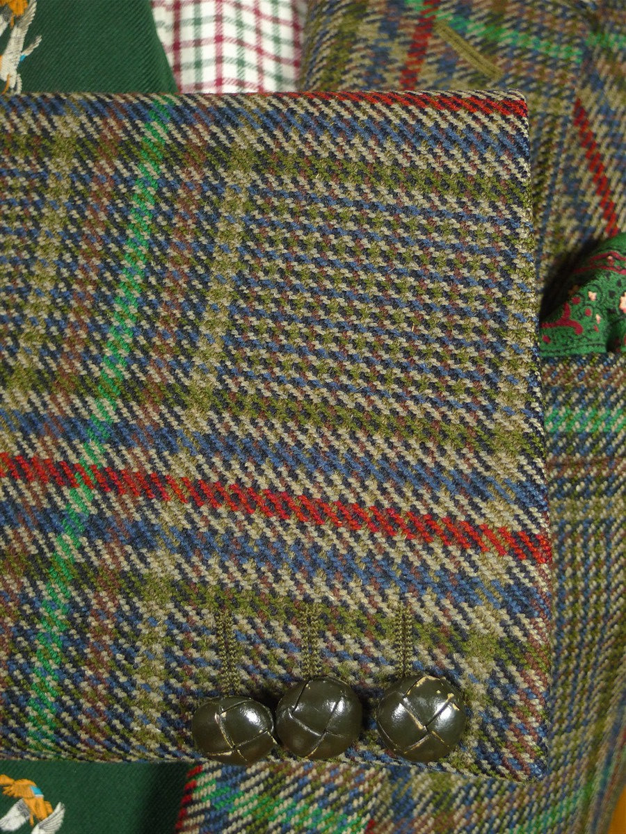 26/0831 vintage daks signature khaki glen check wool sports jacket 42 long