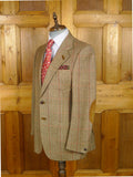 26/0854 wonderful vintage daks signature brown wp check herringbone tweed patch pocket sports jacket w/ suede elbow patches 39 regular