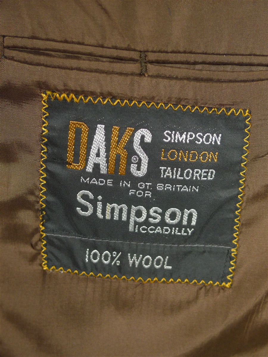 26/0854 wonderful vintage daks signature brown wp check herringbone tweed patch pocket sports jacket w/ suede elbow patches 39 regular