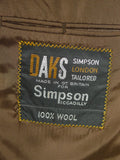 26/0854 wonderful vintage daks signature brown wp check herringbone tweed patch pocket sports jacket w/ suede elbow patches 39 regular