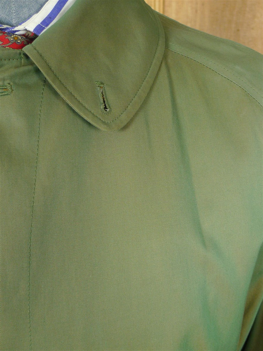 26/0857 wonderful vintage daks 2-tone green 100% cotton belted raincoat mac w/ removable red wool liner 42-44