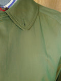 26/0857 wonderful vintage daks 2-tone green 100% cotton belted raincoat mac w/ removable red wool liner 42-44
