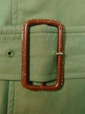 26/0857 wonderful vintage daks 2-tone green 100% cotton belted raincoat mac w/ removable red wool liner 42-44