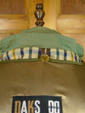 26/0857 wonderful vintage daks 2-tone green 100% cotton belted raincoat mac w/ removable red wool liner 42-44