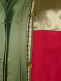26/0857 wonderful vintage daks 2-tone green 100% cotton belted raincoat mac w/ removable red wool liner 42-44