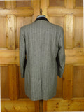 26/0859 near immaculate crombie grey herringbone wool chesterfield coat overcoat w/ velvet collar 42 regular