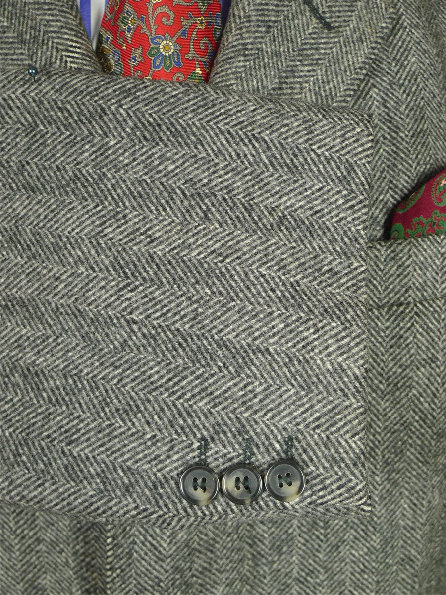 26/0859 near immaculate crombie grey herringbone wool chesterfield coat overcoat w/ velvet collar 42 regular