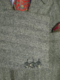 26/0859 near immaculate crombie grey herringbone wool chesterfield coat overcoat w/ velvet collar 42 regular