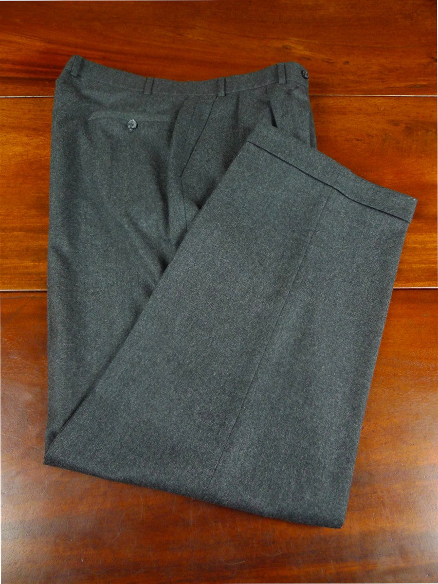 26/0860 daks grey worsted flannel twin-pleat trouser w/ turn-up 34-36