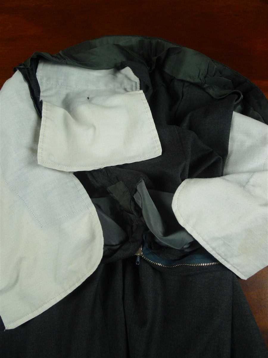 26/0861 immaculate bespoke tailor grey worsted wool single-pleat trouser w/ side adjusters 32-35