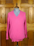 26/0880 vintage turnbull & asser pure cashmere pink v-neck pullover jumper 42-43
