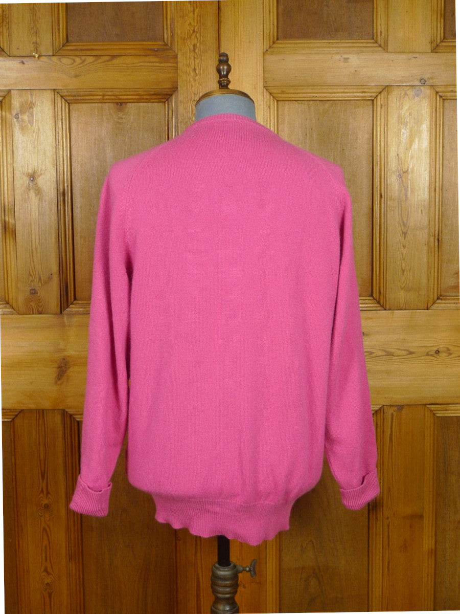 26/0880 vintage turnbull & asser pure cashmere pink v-neck pullover jumper 42-43