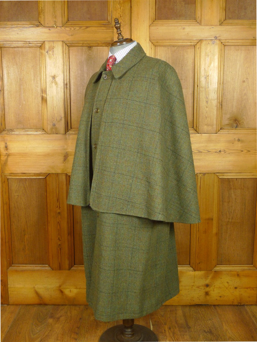 26/0871 vintage scottish tailor-made green wp check tweed inverness cape 46