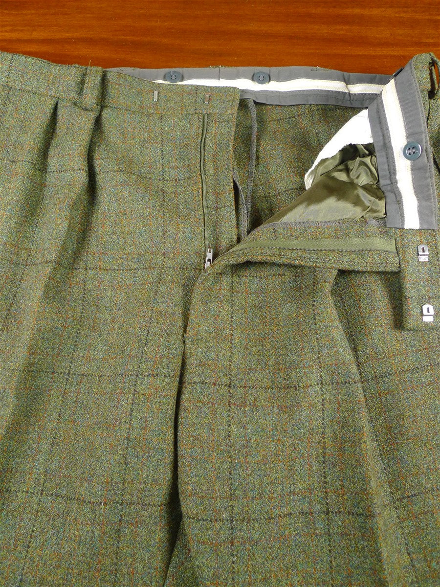 26/0873 heavyweight scottish tailor-made green wp check tweed trouser 40-44