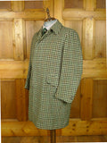 26/0875 vintage heavyweight crombie wool tailor-made green / brown houndstooth check tweed coat overcoat 40-42