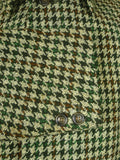 26/0875 vintage heavyweight crombie wool tailor-made green / brown houndstooth check tweed coat overcoat 40-42