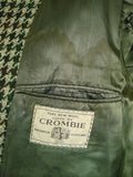 26/0875 vintage heavyweight crombie wool tailor-made green / brown houndstooth check tweed coat overcoat 40-42