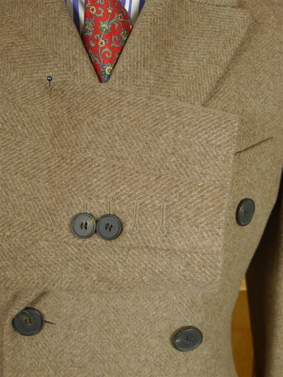 26/0876 immaculate nearly new aquascutum wool & 105 cashmere d/b fawn brown herringbone overcoat coat 36
