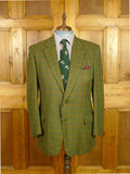 26/0877 vintage gieves & hawkes savile row pure cashmere green gun check sports jacket blazer 43 long