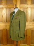 26/0877 vintage gieves & hawkes savile row pure cashmere green gun check sports jacket blazer 43 long