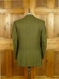 26/0877 vintage gieves & hawkes savile row pure cashmere green gun check sports jacket blazer 43 long